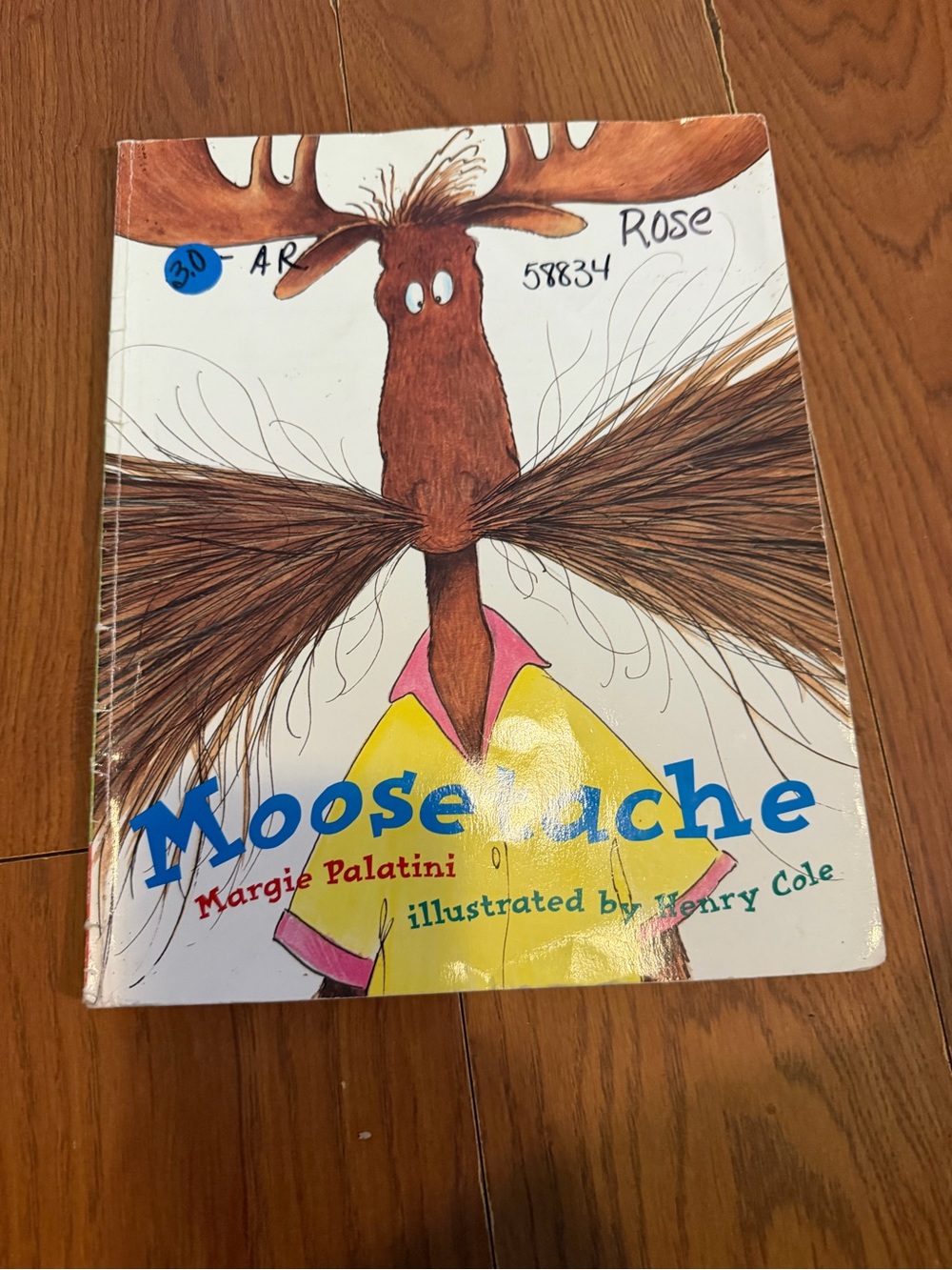 Moose Moustache Children's Picture Book - Yellow & Pink Cover